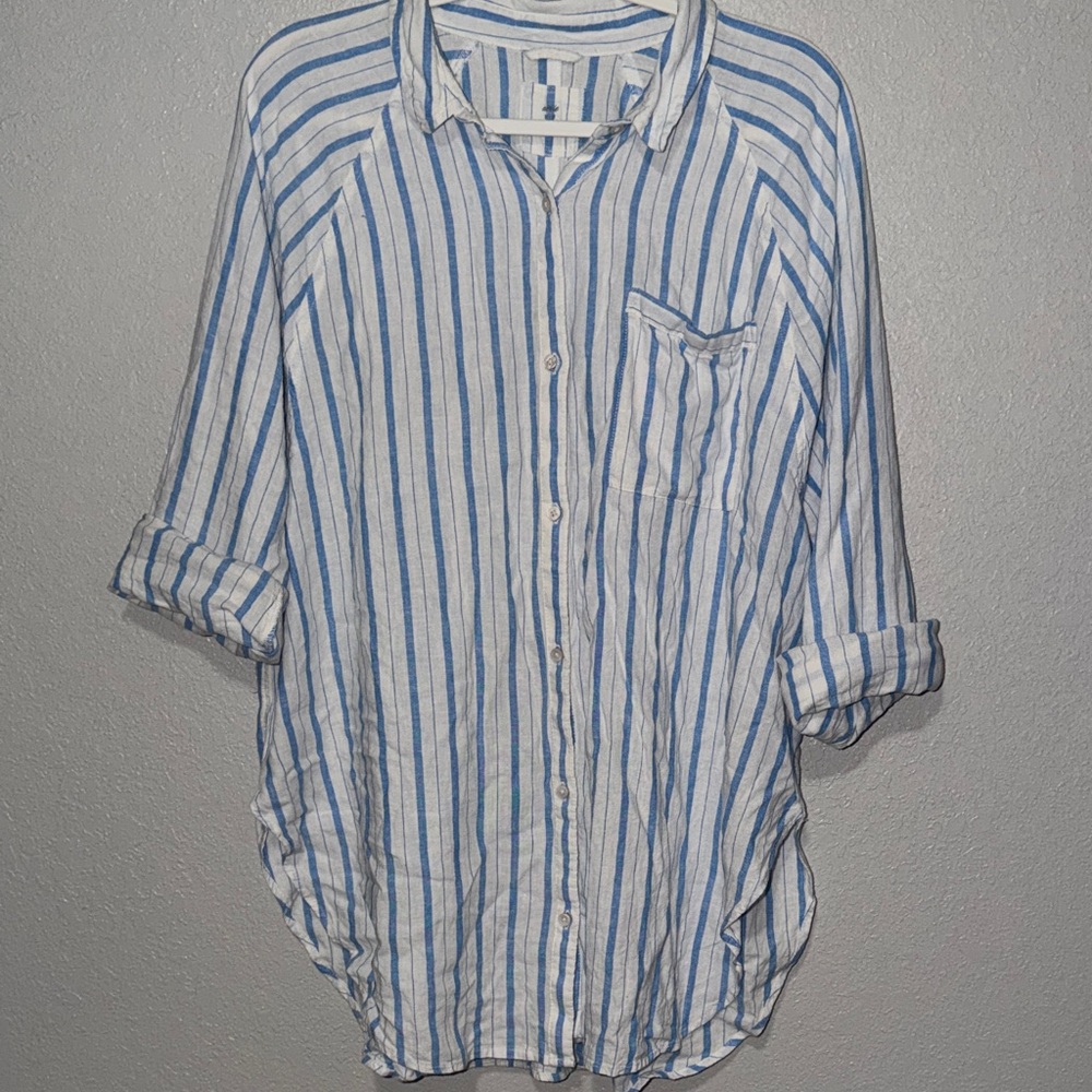 Aerie Blue and White Striped Shirt